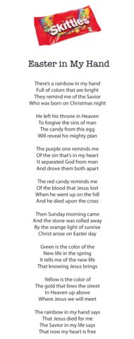 the poem for easter in my hand is shown with an image of a candy bar