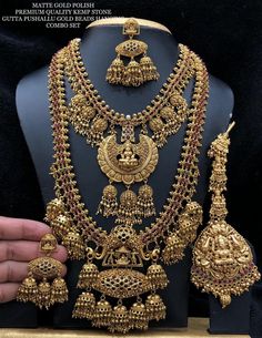 High-Quality Matt Gold Finish Handmade Bollywood Style Full Bridal Temple Jewelry Gives elegance and difference from others. Choker Necklace Long Haram Jhumka Earrings Waist Belt Hair Jewelry  Arm Bracelet Tikka ( Head Pcs) Temple Jewellery Jhumkas, Arm Bracelet, Long Haram, Temple Jewelry, Arm Bracelets, Bollywood Style, Indian Bollywood, Moissanite Jewelry, Set Necklace