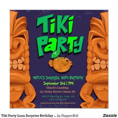 a tiki party flyer with the words tiki party on it