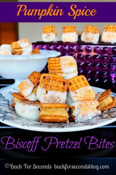 pumpkin spice biscuit pretzel bites on a plate