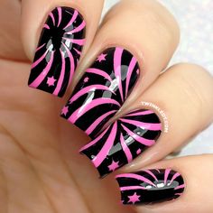 Firework Nails, Nail Vinyls, Nail Stencils, Pink Nail Art, July Nails, Nail Arts, Purple Nails, Nails On Fleek, Tweezers