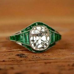 4.10CT Cushion Cut Lab Created Diamond and Emerald Art Deco Engagement Ring 925 | eBay Bijoux Art Deco, Deco Rings, Edwardian Ring, Antique Engagement Ring, Dior Vintage, Silver Jewelry Design, Engagement Ring Diamond Cut, Art Deco Engagement, Deco Engagement Ring