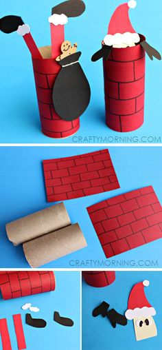 the instructions to make santa's chimney out of toilet paper and cardboard rolls for christmas