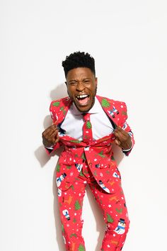 Creative Christmas outfit with the suit from OppoSuits Christmas Suits For Men, Ugly Suits, Santa Claus Suits, Ugly Christmas Suit, Mens Christmas Suit