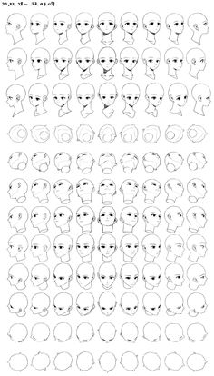 an image of different faces and shapes in black and white, with the same line drawn on