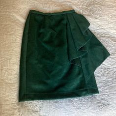 Miss Rossi's - Career Woman With Style - Green Fitted Pencil Skirt In Wool Suiting - Front Draped Flounce, Lined, Size S, Knee Length, Zipper In Back, Never Worn, Handmade, Bought On Etsy. Skirt With Flounce, Skirts Green, Leopard Print Pencil Skirt, Sequin Pencil Skirt, Black Lace Skirt, Striped Skirt Pencil, Plaid Pencil Skirt, Lace Pencil Skirt, Stretch Pencil Skirt