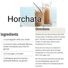 a recipe for horchata with ingredients