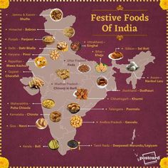 the map shows different foods in india