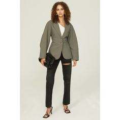 Green crepe (80% Polyester, 16% Rayon, 4% Spandex). Blazer. Long sleeves. Collar. Front button closure. 28" from shoulder to hemline. Imported. Rent The Runway, Tailored Blazer, Closet Designs, Long Sleeves, Spandex, Blazer, Collar, Long Sleeve, Fashion Design