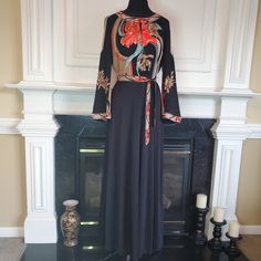 Vintage, Pre-Owned, No Stains, No Odor, And No Tears. This Style Is Comparable To Leonard Paris And Very Popular During The 70s Era. The Is No Label, But Fits A Size 6 Best. Leonard Paris, 70s Era, The 70s, Black Orange, Printed Maxi Dress, Orange Black, Colorful Dresses, Maxi Dress, Size 6