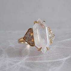 Frozen Moonstone Diamond Ring | Tippy Taste Jewelry To Infinity And Beyond, Art Deco Era, Dream Jewelry, Mode Inspiration, Bridal Sets, Wedding Stuff, Diamond White, Just In Case, Moonstone