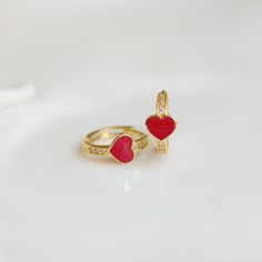 Jewelry gift for woman, Christmas gift, Valentine's Day gift, red heart earrings gift for her These 14K Solid Gold hoop earrings are one of the most classic and graceful pieces that everyone needs in their summer jewelry collection. Being modern and classic earrings at the same time they are suitable for everyday wear as well as for special occasions. These dainty hoops are small, but look outstanding due to their elegant minimalist jewelry style. Delicate, hypoallergenic (nickel, lead and cadmi 18th Birthday Gifts For Girls, Gold Huggie Hoop Earrings, Lilac Earrings, Gift For Granddaughter, Dainty Gold Bracelet, Red Heart Earrings, Sweet 16 Gifts, Granddaughter Birthday, Real Gold Jewelry