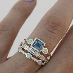 Very Pretty Set Of 3 Rings 14k Gold Plated Can Be Worn All Together Or Separate Wedding Ring Hand, Gold Color Combination, Carved Ring, Classic Engagement, Trendy Ring, Blue Zircon, Hand Jewelry, Engagement Jewelry, Boho Stil