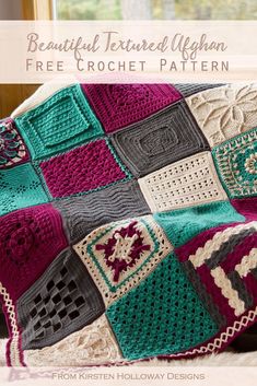 a crocheted afghan is shown with the text, beautiful texture afghan free crochet pattern