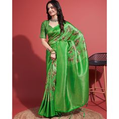 Green colored saree is made from banarasi silk fabric which is highlighted with beautiful digital printed with weaving work as shown. comes along unstitched banarasi silk blouse piece which you can customise as per your design/style. Occasion - You can wear this saree for party, festivals, functions and ideal for any fashionista. Note:- the actual product may differ slightly in color and design from the one illustrated in the images when compared with computer or mobile screen. Measurements: Sar Saree For Party, Saree Banarasi, Banarasi Silk Saree, Baby Skin Care, Mobile Screen, Silk Lehenga, Blouse Piece, Design Style, Silk Blouse