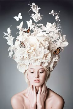 WedLuxe – Butterfly Effect |  Follow @WedLuxe for more wedding inspiration! Paper Fashion, Instagram Hashtags, Fashion Painting, Body Painting, Headdress, Flower Crown, Wearable Art, Fascinator, Headpiece