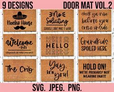 six door mat vol 2 svg files for silhouettes, crict and more