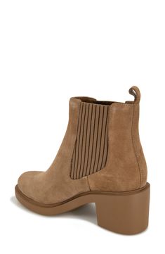 A chunky heel brings just-right height and utilitarian style to a timeless Chelsea boot. 2 1/2" heel Synthetic and textile upper/leather lining/synthetic sole Imported Casual Boots With Lug Sole And Block Heel, Casual Chelsea Boots With Block Heel For Fall, Fall Workwear Heeled Boots With Lug Sole, Suede Chelsea Boots With Reinforced Heel And Medium Width, Fall Chelsea Boots With Block Heel And Medium Width, Fall Heeled Boots With Lug Sole And Medium Width, Fall Chelsea Boots With Low Heel And Medium Width, Brown Chelsea Boots With Stacked Heel For Fall, Brown Boots With Lug Sole And Block Heel