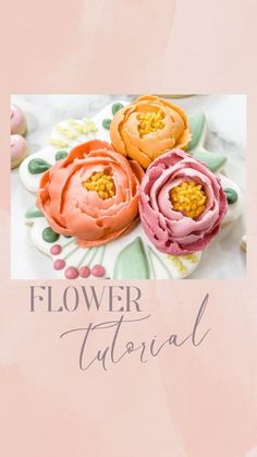 two flowers sitting on top of a plate with the words flower tutor written below it