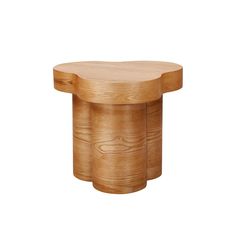 a small wooden stool on a white background