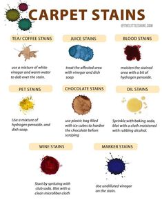 the different types of paint that are used to make carpet stains on walls and floors