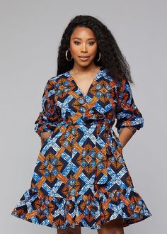 Ankara Short Skirt, Orange Tiles, African Print Dress Ankara, Womens Wrap Dress, African Print Clothing, Best African Dresses, African Fashion Skirts