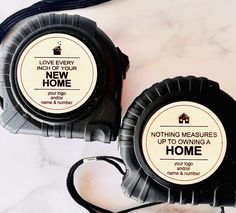 two black tape measures sitting next to each other on a white counter top with the words, not every new home