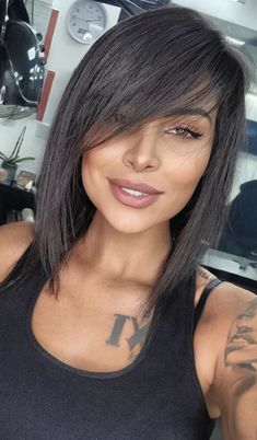 Layers For More Volume, Long Angled Bob Hairstyles With Bangs, Stacked Layers Medium Hair, Haircuts For Bigger Women, Long A Line Bob With Bangs, Shattered Haircut, Hair Styles 2024 Women Trends, Medium Layered Hair With Side Bangs, Long Hair Straight Haircut