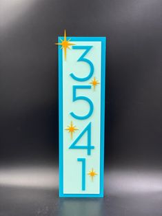 a blue and white sign with stars on it's side that says 4074