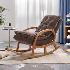 Experience ultimate relaxation with our elegantly designed rocking chair. Sturdy, comfortable, and stylish, it provides perfect support for a serene lounging experience. Axis Living Upholstery Color: Dark Brown | Axis Living Solid Wood Frame Design Simple Rocking Chair Solid Wood Rocking Chair brownSolid Wood in Dark Brown | 32.68" H X 51.18" W X 23.23" D | Wayfair Simple Rocking Chair, Wooden Rocking Chairs, Wood Rocking Chair, Deck Box Storage, Bathtub Accessories, Mudroom Furniture, Shed Storage, Design Simple, Game Room Furniture