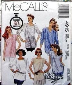 an image of women's blouses and tops sewing pattern from the 1970's