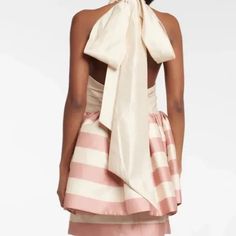 New With Tags Has Pockets Looks Like Dust On The Bottom Of The Tie, Pictured. Never Worn, Only Tried On. Pink And Pale Blush Color Silk Mini Dress For Wedding Guest, Chic Silk Mini Dress For Wedding Guest, High Tide, Stripe Silk, Blush Color, Blush, Mini Dress, Silk, Tags