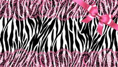 zebra print with pink ribbon and bow on the front, black and white pattern background