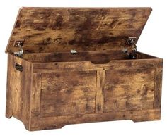 an old wooden chest with two open doors