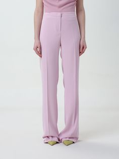 Pants PINKO Woman color Blush Pink Elegant High-waisted Pink Wide Leg Pants, Elegant Pink High-waisted Wide Leg Pants, Formal Pink Wide-leg Pants, Pink Wide Leg Pants For Formal Summer Occasions, Elegant Full-length Pink Bottoms, Chic Pink Straight Leg Pants, Elegant Pink Trousers, Elegant Pink Straight Leg Pants, Elegant Pink Wide-leg Pants