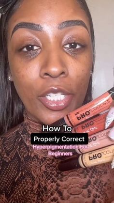 Concealer Shades For Dark Skin, Color Correction Concealer, Red Colour Corrector, Pro Concealer Shades, Using Color Corrector Concealer, Color Correction Makeup Black Women, Best Concealer For Black Women, Best Concealer For Brown Skin, How To Use Color Correcting Concealer