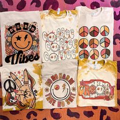 "Groovy" Graphic Tee Gorgeous Hand Drawn Design Cream or Mustard Scrunched Bleach Colors Groovy Collection Super Soft & Stretchy Cotton Tee Unisex Cut ~ Runs Roomy ~ If You Want A More Fitted Tee We Recommend You Size Down Women's Sizing Recommendations Small 0/2/4 Medium 4/6/8 Large 8/10/12 XL 12/14/16 2XL 16/18/20 3XL 20/22/24 ***These Are PRINTED/MADE TO ORDER! Please Allow 7-10 Business Days To Ship. If You Order Multiple Items, These Will Be Shipping Out SEPARATELY From Your Order. Groovy Tees, 70s Theme, Girls Weekend Shirts, Groovy Clothes, Bohemian Girls, Trendy Shirt Designs, Hipster Shirts, Black Graphic Tees, Bleach Color