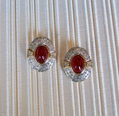 Stunning Vintage Classic Costume Bulgari Style Oval Vintage Simulated Ruby and Paste Earrings  Measure 3 x 2.5 cm Bulgari Earrings, Bulgari Jewelry, Jewelry Vintage, Jewelry Earrings Studs, Etsy Earrings, Vintage Jewelry, Ruby, Jewelry Earrings, Stud Earrings