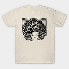 a white t - shirt with an afro woman's face