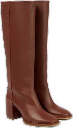 Brown Knee-high Boots For Fall, Brown Wide Calf Knee-high Boots, Brown Leather-lined Knee-high Boots For Fall, Chic Brown Knee-high Boots, Fall Knee-length Calf Leather Boots, Fall Knee-high Calf Leather Boots, Chic Brown Knee-high Boots With Leather Lining, Fall Calf Leather Knee-high Boots, Elegant Brown Platform Boots With Round Toe