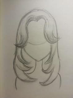 a drawing of a woman's head with long hair and bangs in the shape of a heart