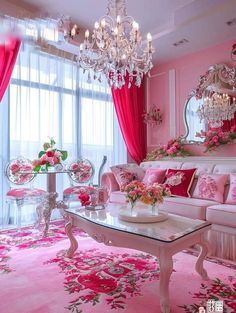 Girly Pink Bedroom, Plants Art, Pink Room Decor, Side Table Decor, Deco Rose, Decor Hacks, Pink Living Room, Cute Bedroom Ideas