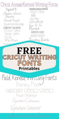 the free cricut writing font that is available for all kinds of crafts and projects