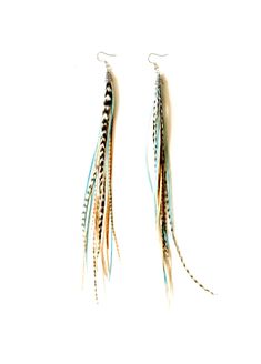 PRICES MAY VARY. Luxurious long natural rooster feathers in color (Natural & Turquoise) Average length 7 -10 inches long from hook to tip (Length will vary slightly from pair to pair.) .925 sterling silver hypo allergenic earring hooks Ultra lightweight at only about 0.5 grams each (less than a US dime) Makes an excellent gift for any occasion! Handmade just for you Make a statement with these simple unique handmade striking long thin rooster feather earrings. They are 7"- 10" long, lightweight Long Feather Earrings, Feathered Earrings, Deer Antler Jewelry, Beaded Feather, Antler Jewelry, Earring Inspiration, Rooster Feathers, American Road, Bohemian Handmade