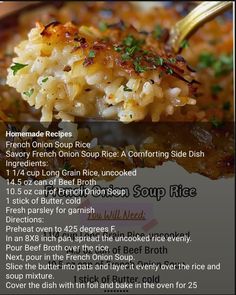 Risotto Casserole Recipes, Saucy Rice Recipe, Teenager Meal Ideas, Just Add Boiling Water Meals, Soft Food Dinner Ideas After Surgery, Parboiled Rice Recipes, Rice Casserole Recipes For Dinner, Rice Sides, Onion Rice