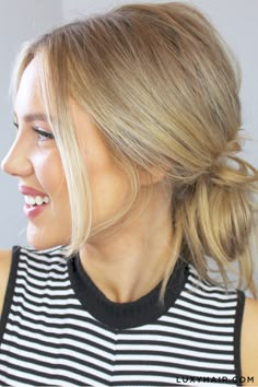 Low bun. Diy Updo, 5 Minute Hairstyles, Low Bun Hairstyles, Luxy Hair, Messy Bun Hairstyles, Low Bun, Christmas Makeup, Olivia Palermo, Party Hairstyles