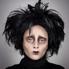 Edward Scissorhands Makeup, Edward Scissorhands Halloween, Tim Burton Makeup, Scissor Hands, Spooky Ideas, Halloween Makeup Pretty, Makeup Idea, Makeup Class