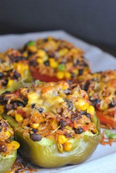 stuffed bell peppers with black beans, corn and cheese