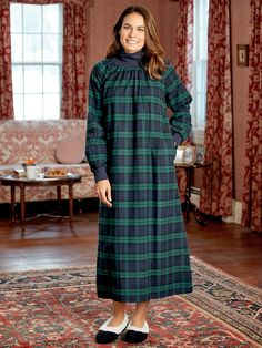 Black Watch Plaid, Flannel Robe, Sleeping Dress, Flannel Nightgown, Vermont Country Store, Purple Lingerie, Cotton Linen Dresses, Flannel Women, Satin Blouses