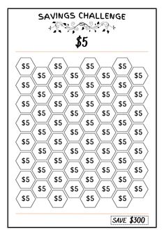 a printable savings challenge for $ 5